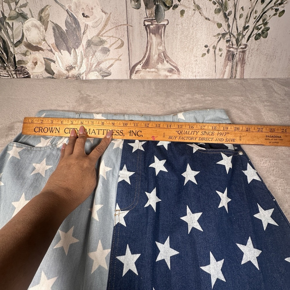 ODDI Star Print Colorblock Denim Midi Skirt Women's Plus Size 3X USA Slit - Picture 3 of 7